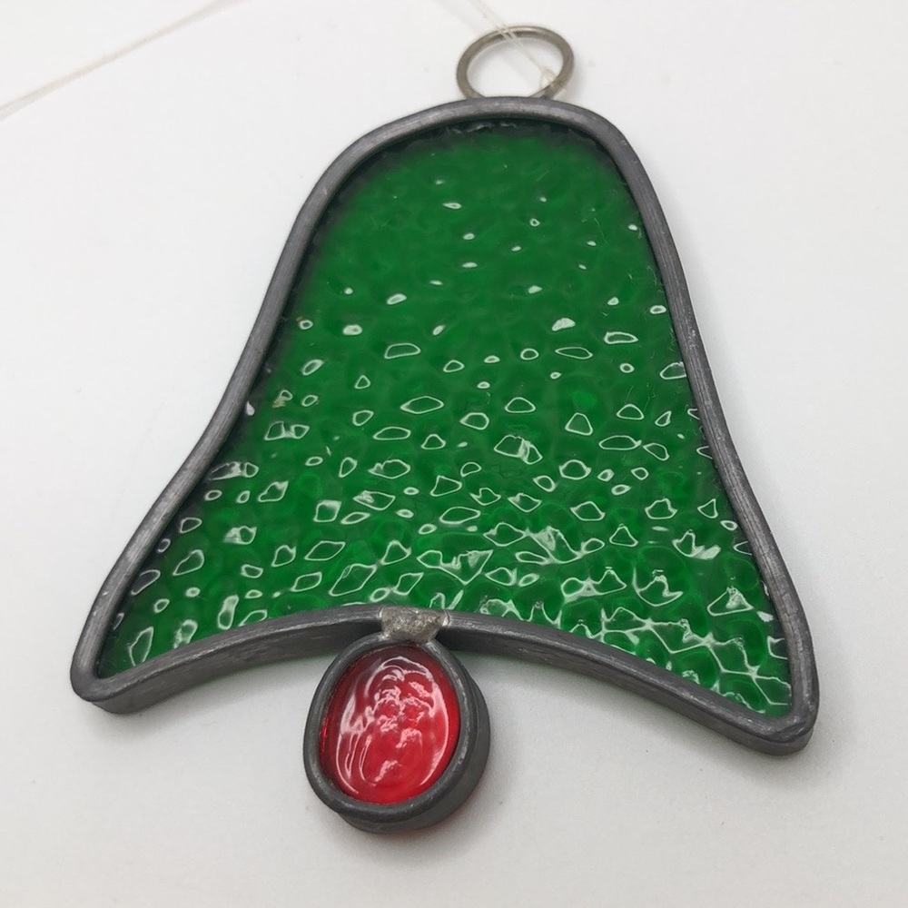 Jingle Bell Sun Catcher Stained Glass Handcrafted VTG